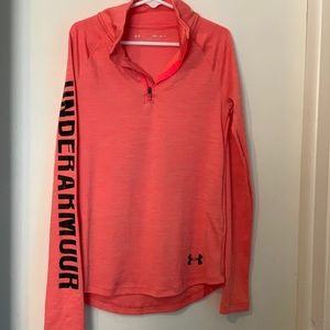 Orange youth long sleeve UA zip.